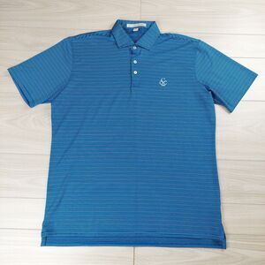 Holderness Bourne Performance Polo Shirt Mens XL‎ Striped Tailored Fit Blue